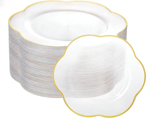 Miniatura 13 de Liacere 100 piezas de platos cuadrados de plástico blanco - 50 piezas de platos de cena resistentes de 9.5 pulgadas y 50 piezas de platos de postre