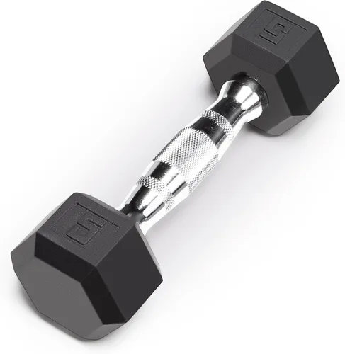 Marcy - Mancuerna hexagonal de goma clásica con agarre estriado para entrenamiento de fuerza y culturismo, 5 libras - 50 libras, mancuerna