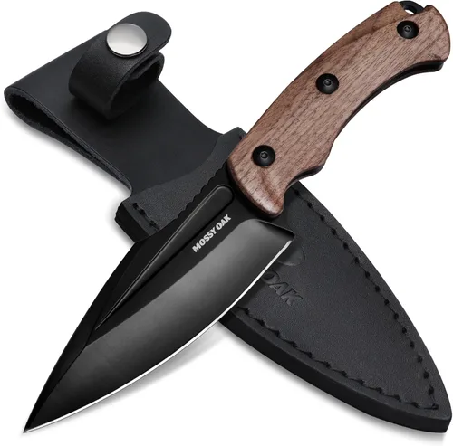 Mossy Oak Cuchillo de hoja fija de espiga completa de 8.5 pulgadas con funda, hoja de acero inoxidable, cuchillos al aire libre para supervivencia,