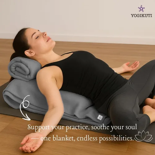 Miniatura 3 de Yogikuti Iyengar - Juego de dos mantas de yoga de algodón, gruesas mantas de yoga tejidas a mano para yoga restaurativo, meditación y pranayama