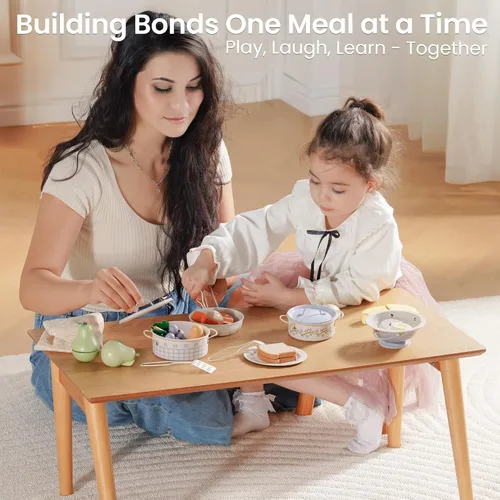 Miniatura 5 de ROBUD Juego de Ollas y Sartenes para Niños, Accesorios de Cocina para Jugar, Ollas y Sartenes de Metal en Crema Azul, Juego de Cocina para Niños