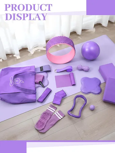 Miniatura 6 de Gemscream 17 piezas de kits esenciales de yoga para mujeres, juegos de equipos de pilates para principiantes con rueda de yoga, bloques de pelota