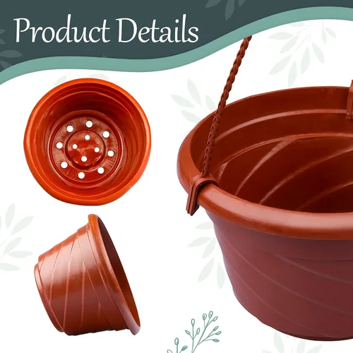 Miniatura 3 de 4 macetas colgantes de plástico, 5.9 pulgadas de diámetro x 3.54 pulgadas de alto, macetas pequeñas para plantas de flores, soporte de cadena