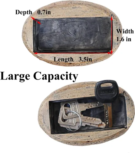 Miniatura 5 de Ocultar una llave de repuesto para exteriores, impermeable, falsa roca con llave de tortuga, caja de almacenamiento segura para exteriores