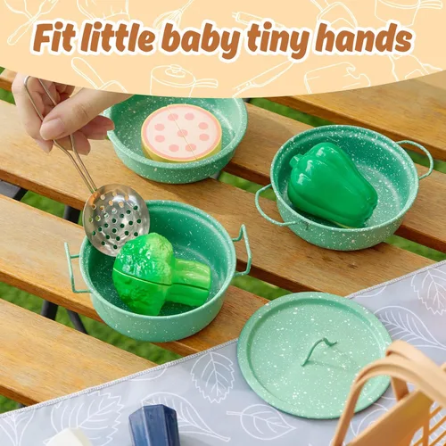 Miniatura 6 de Juego de accesorios de juguete de cocina para niños, juego de cocina para niños, coloridas ollas y sartenes de acero inoxidable, regalos de Nuevo