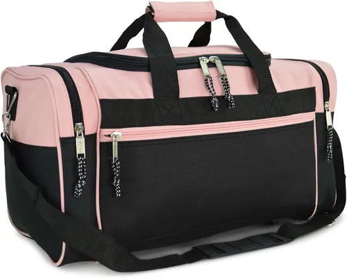 DALIX - Bolsa deportiva para gimnasio y viajar de 19pulgadas, color negro, rojo, rosa, morado, azul marino, gris y azul, Rosado), DF-019-Pink