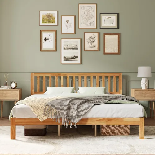 Miniatura 8 de Novilla Bed Frames with Piano Keys Headboard and Footboard, Metal Platform Bed Frame