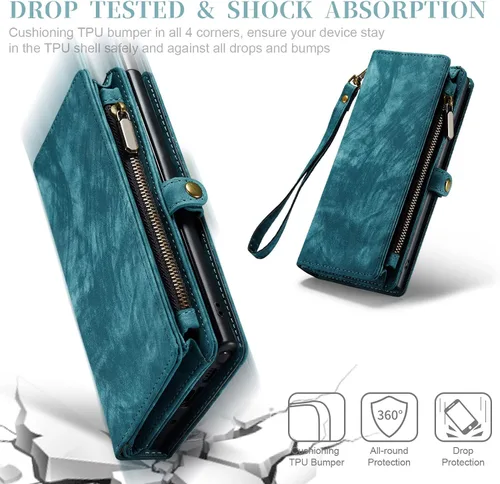 Miniatura 7 de Asuwish Funda de teléfono para Samsung Galaxy Note 10 Glaxay Note10 5G con cremallera, funda desmontable con protector de pantalla de vidrio Azul