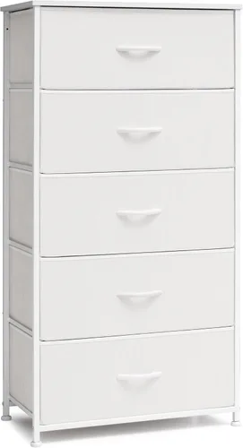 Crestlive Products Torre alta de vestidor para dormitorio, torre de almacenamiento vertical - Cómoda ancha de tela y cajones para armario, pasillo,
