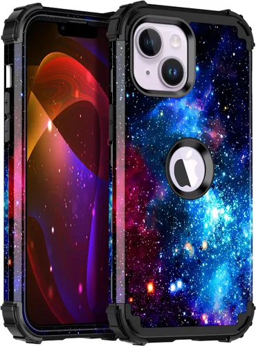 Miniatura 16 de Miqala Funda compatible con iPhone 14 Plus, que brilla en la oscuridad, tres capas, resistente, a prueba de golpes, de plástico duro, funda Amaranto