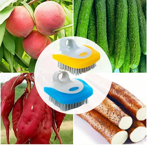 Miniatura 7 de Cepillo de frutas y verduras, cepillo de lavado de zanahorias y pelador de dedos, pelador de verduras, juego de pelador de palma para frutas, papas