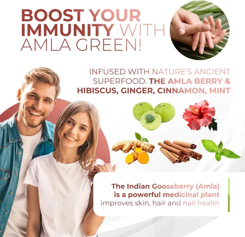 Miniatura 4 de Polvo de Amla y Té Verde - Suplemento de Superalimento con Hibisco, 20x Amla Ultra Concentrada, Apoyo Antioxidante, Hecho con Té Oolong y Grosellas