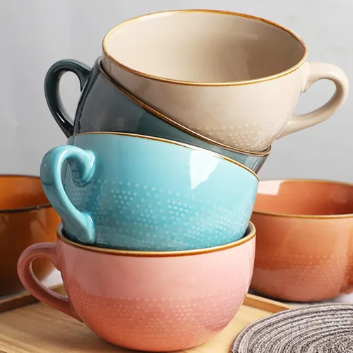 Miniatura 4 de Disoza Taza de Café Grande Violeta de 24 Onzas Taza de Sopa de Gran Tamaño Porcelana 700 ML Taza de Té XXL Cuencos de Cereales Taza de Sopa Ramen