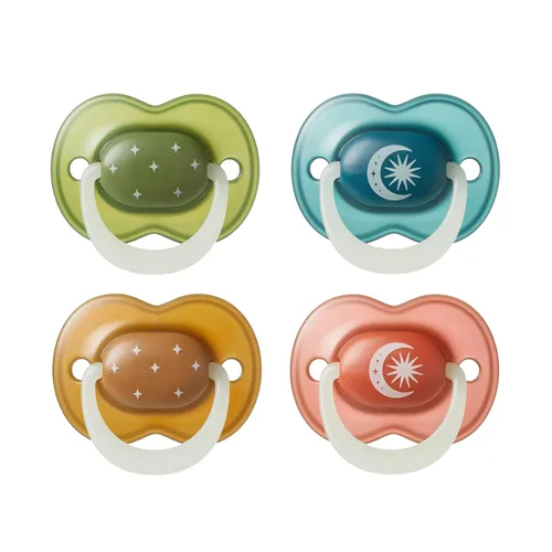 Tommee Tippee Chupetes NightGlow de 18 a 36 meses, que brillan en la oscuridad, pezón simétrico, 100% silicona libre de BPA, aptos para lavavajillas