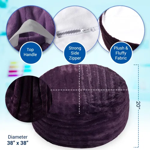 Miniatura 4 de Cheer Collection Puf de almacenamiento de animales de peluche, organizador de almacenamiento de juguetes para niños y puf con asa, bolsa de piel