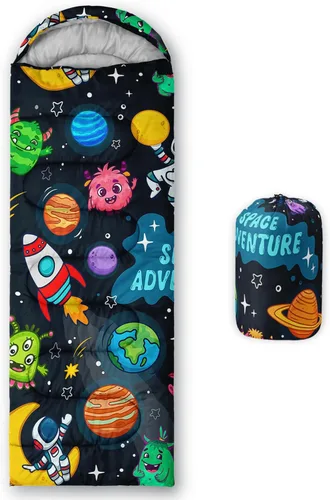 Miniatura 14 de Saco de dormir para adultos y niños, saco de dormir para mochileros, camping, para niñas, niños, ligero, impermeable, para clima frío y cálido, saco