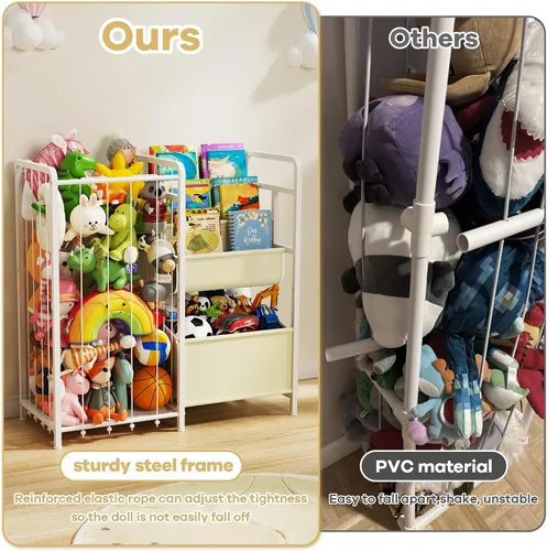 Miniatura 5 de Estantería para niños y almacenamiento de juguetes, estante de libros para niños de 3 niveles para habitaciones infantiles con almacenamiento