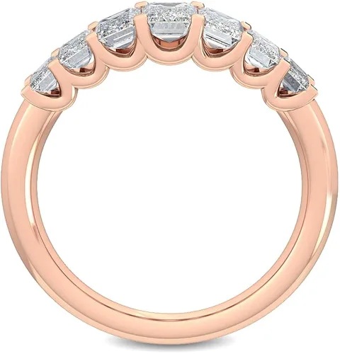 Miniatura 8 de CUSTOMIZE JEWELS 1.10 Ctw Emerald Shape White Lab Grown Diamond In 14K White Yellow Rose Gold Side Stone Engagement Ring,F-GVS1-VS2