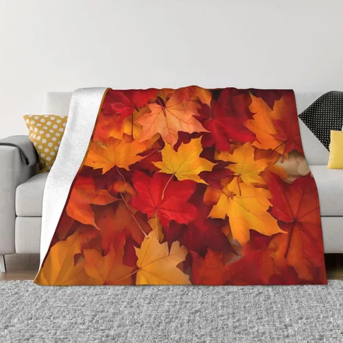 Manta de franela estampada decorativa, hojas de otoño, manta suave para cama, sofá, decoración de silla, regalos para todas las estaciones, 60 x 50