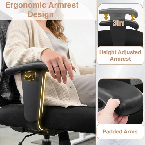 Miniatura 5 de Big and Tall Office Desk Chair Heavy Duty Ergonomic Mesh Desk Chair, Swivel Executive Computer Chairs for Home Office, Adjustable Lumbar Support &