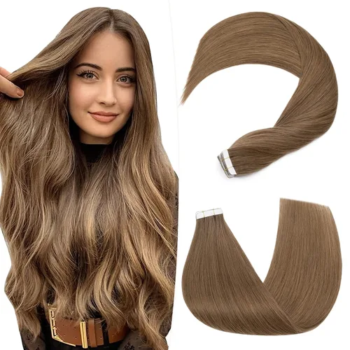 Hairro Extensiones de cabello humano real con cinta adhesiva en trama de piel, extensiones de cabello humano enraizadas, sin costuras, invisible,