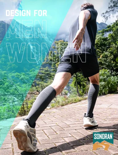 Miniatura 7 de SONORAN Calcetines de compresión para hombres y mujeres (246 pares) 20-30 mmHg de compresión graduada hasta la rodilla para correr, atletismo