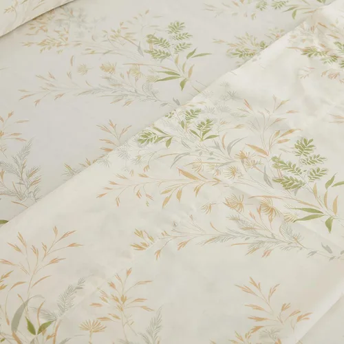 Miniatura 9 de FADFAY Juego de sábanas tamaño California King, juego de sábanas de hojas florales, 100% algodón de 600 hilos, ropa de cama de flores verdes y Crema