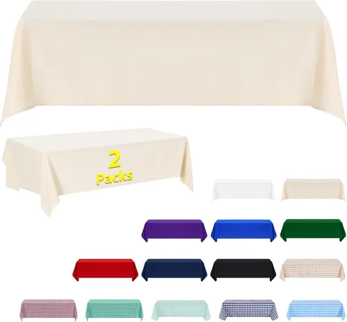 Miniatura 60 de ABCCANOPY Paquete de 3 manteles rectangulares de poliéster de 60 x 84 pulgadas, para interiores y exteriores, resistentes a las manchas, lavable