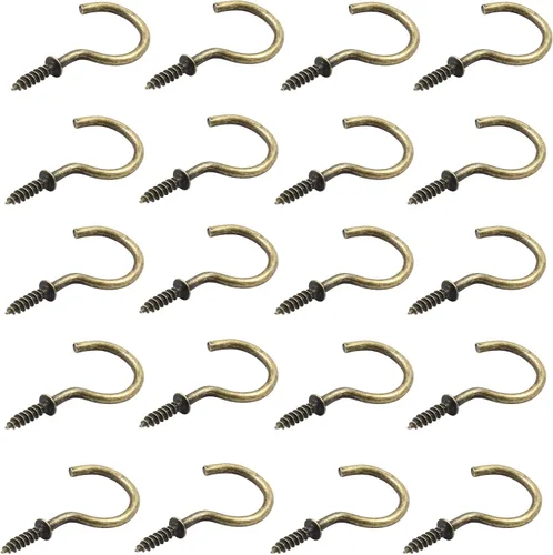 Miniatura 3 de Bonsicoky 60 ganchos de tornillo de 1-1/4 pulgadas, gancho de pared de techo de metal niquelado para colgar, bronce