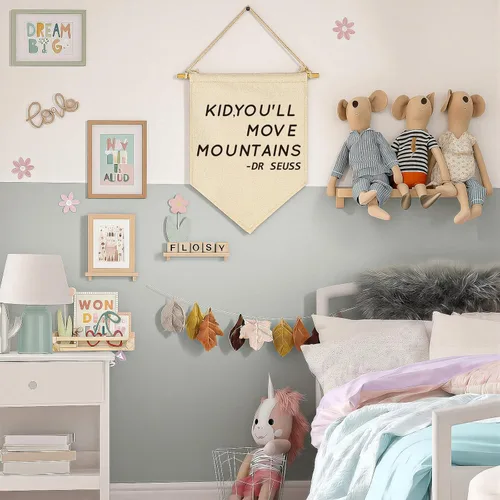 Miniatura 6 de Niño, Moverás Montañas - Decoración de Pared de Guardería - Bandera de Pennant Colgante de Lienzo, Letrero de Pared, Decoración de Regalo