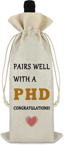 PHD - Regalo de graduación, regalo de graduación, bolsa de vino para hijo e hija, bolsa de vino con cordón, regalo de felicitaciones para