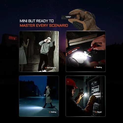Miniatura 7 de ACEBEAM Keylite 500 Linterna de Llavero de Altos Lúmenes Recargable, Linterna EDC de Bolsillo Plana Ultra Compacta con LEDs Duales, 6 Modos, Carga