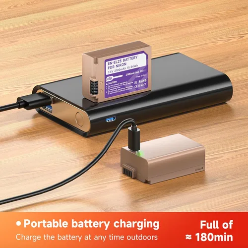 Miniatura 6 de Batería EN-EL25 EN-EL25A de 2100 mAh paquete de 2 y cable de carga rápida USB-C, perfectamente compatible con cámara Nikon Z50 Z30 Z50ii ZFC