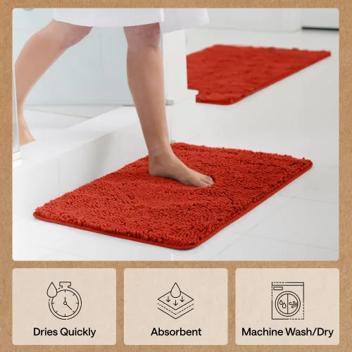 Miniatura 343 de Gorilla Grip - Tapete de baño de felpilla gruesa, suave y absorbente, secado rápido, de microfibra, con reverso de caucho, para piso de ducha, Nube