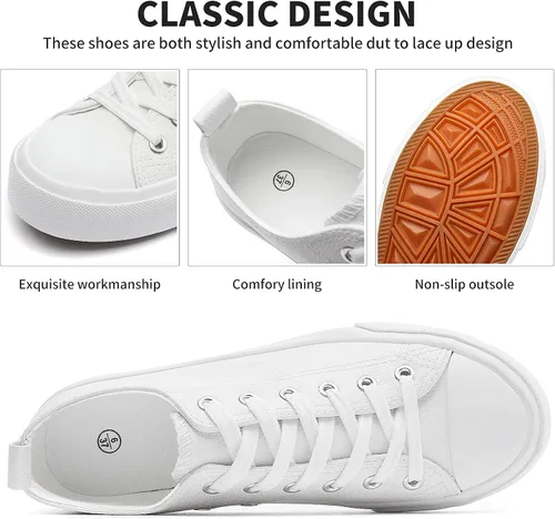 Miniatura 3 de FRACORA Zapatos de tenis de piel sintética para mujer, zapatos casuales con cordones y cómodos zapatos de moda