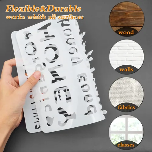 Miniatura 3 de 6 unidades de 6 estilos motivacionales para dibujar palabras, pinturas, manualidades, citas inspiradoras, plantillas de letras para suelos