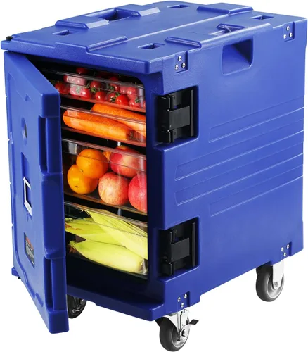 Miniatura 13 de VEVOR - Portador de bandejas de alimentos aislado, Caja de comida caliente de 95 Qt para catering, Portador de caja de comida LLDPE con hebillas