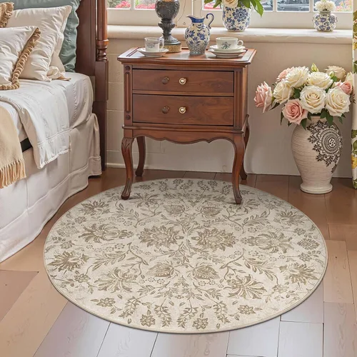 Miniatura 331 de jinchan Lima - Alfombra simétrica floral geométrica lavable, alfombra de entrada de medio círculo de 2 x 3, alfombra de media luna, suave y Azul