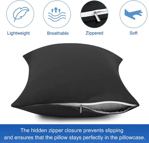 Miniatura 5 de uxcell Fundas de almohada tejidas de 100% algodón egipcio, fundas de almohada suaves y transpirables con cierre de cremallera, 2 fundas de almohada