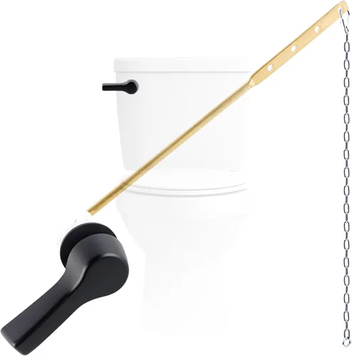 Palanca de inodoro de metal negro para reemplazo de descarga, mango de inodoro universal de montaje frontal compatible con American negro mate