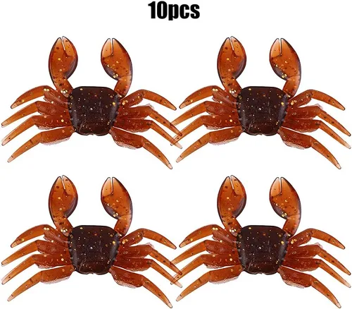 Miniatura 7 de OUKENS Señuelos de pesca, 10 piezas de plástico artificial 3D simulación cangrejo cebo suave para agua dulce y salada