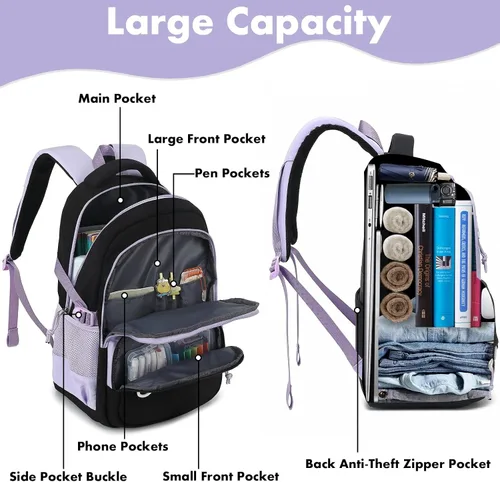 Miniatura 3 de CAMTOP Mochila escolar para laptop universitaria, mochila para computadora de 15.6 pulgadas para mujeres y niñas