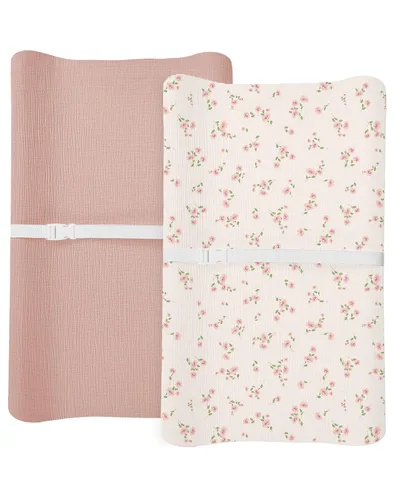 Miniatura 8 de Juego de 2 fundas para cambiador para bebé niño y niña, fundas de muselina para cambiador con estilo bohemio, ropa de cama neutra para guardería