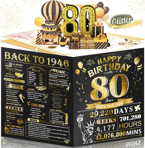 Miniatura 38 de Tarjeta de cumpleaños número 10 para niña, niño, nieto, nieta, hijo, hija, gigante, desplegable, “Happy 10th Year Old”, decoración, regalo de Negro