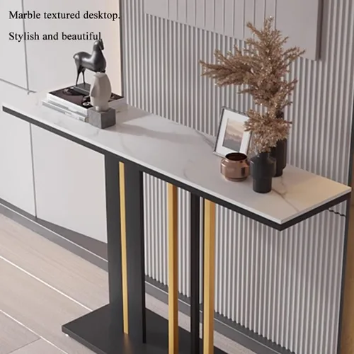 Miniatura 6 de GIZNXBA Mesa de consola moderna, mesa de sofá estrecha con patas de metal, mesa de entrada, sofá largo detrás del sofá, mesa para entrada, sala