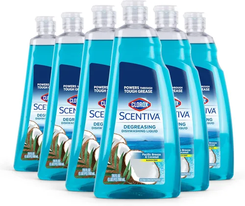 Miniatura 11 de Clorox Scentiva - Jabón líquido para platos, aroma Hawaiian Sunshine, detergente ultraconcentrado para lavar platos que corta la grasa y aborda