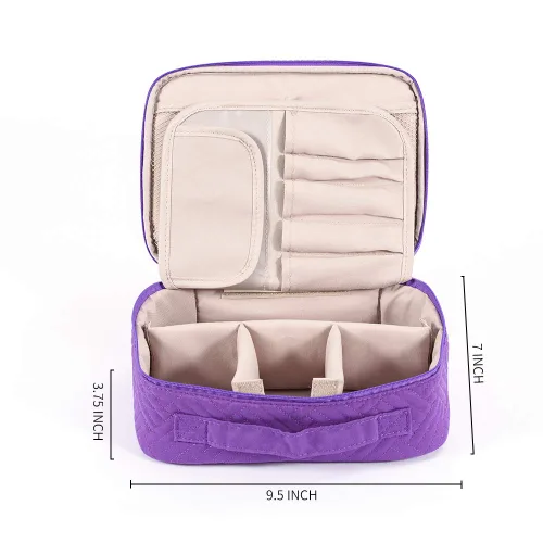 Miniatura 5 de WEIBIN Bolsa de maquillaje de viaje, bolsa de aseo personal, organizador de cosméticos con divisores ajustables y soporte para brochas para bolso