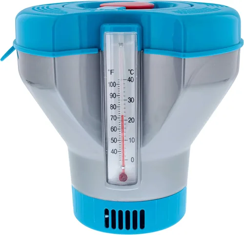 Miniatura 8 de U.S. Pool Supply Dispensador flotante de cloro para piscina con termómetro – Clorador flotante de 8 pulgadas de diámetro, gran capacidad