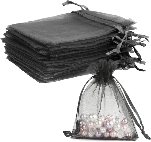 Miniatura 34 de Bolsas de organza, bolsa de organza transparente, 50 unidades, pequeñas bolsas de organza con cordón de 3 x 4 pulgadas, bolsas de regalo de joyería