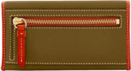 Miniatura 4 de Dooney & Bourke Billetera, cartera de embrague continental de grano de guijarros, Verde -Oliva